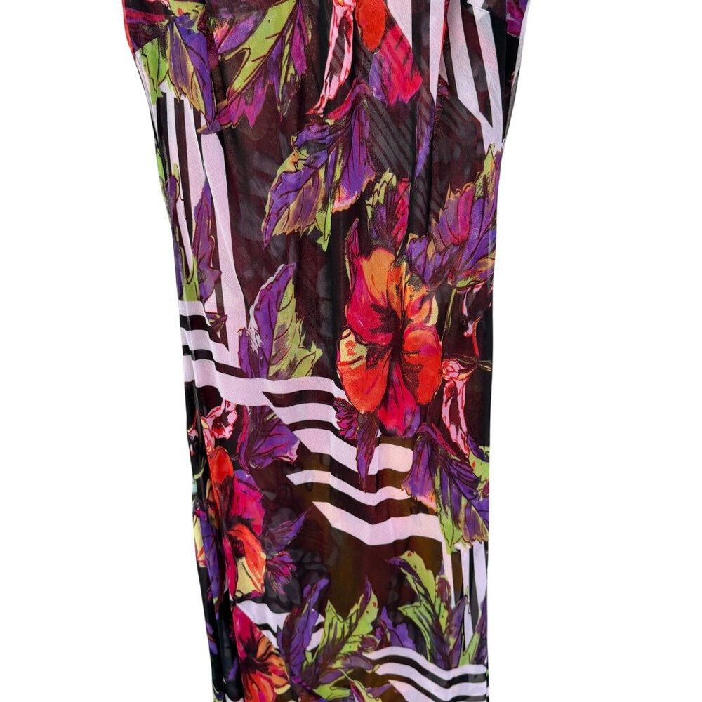 Kenzie Reversible Maxi Dress 18W Scoop Neck Floral Boho Hippie Tropical Red - Picture 4 of 11